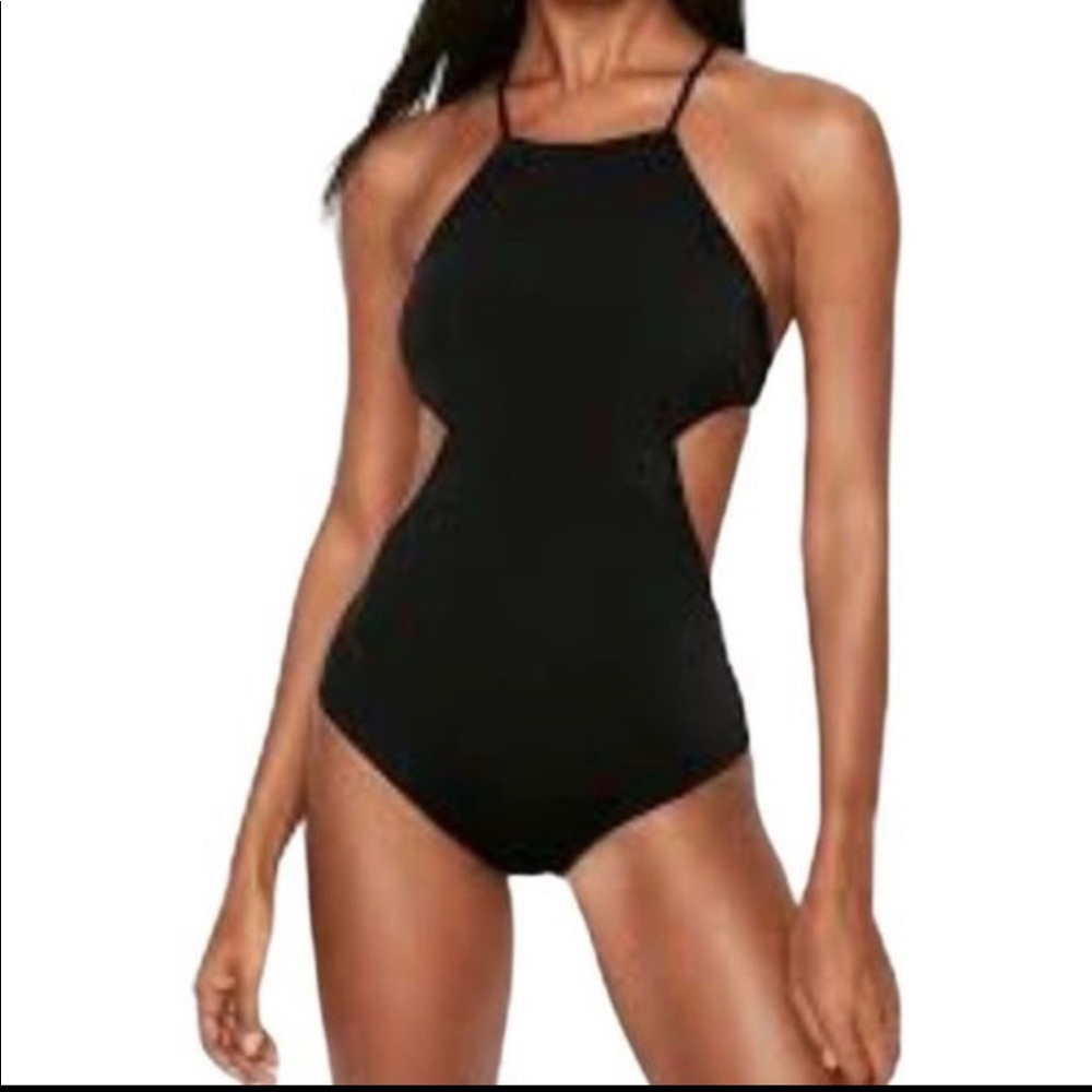 Victoria Secret Swim Suit Cutout Crochet Halter One-piece. Womens Size S/P.